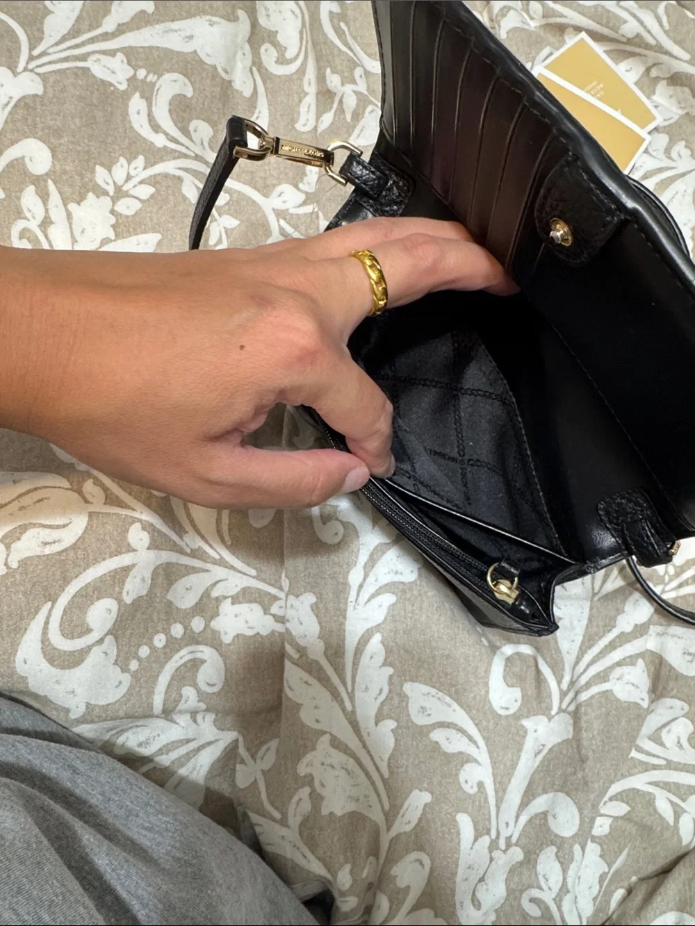 Michael Kors Black Pebbled Leather Convertible Crossbody “jet set charm”